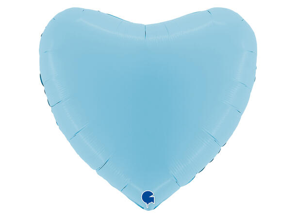 Ensfarget - Matte Blue 1 Folieballong - Hjerte - 36" (91cm)