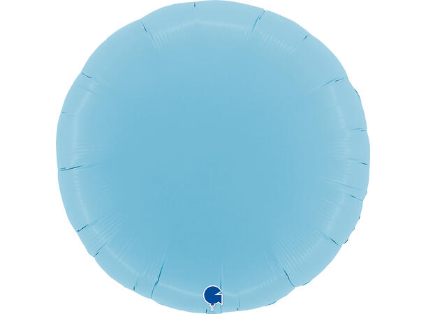 Ensfarget - Matte Blue 1 Folieballong - Rund - 36" (91cm)