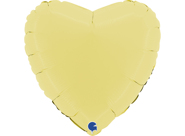 Ensfarget - Matte Yellow 1 Folieballong - Hjerte - 18" (43cm)