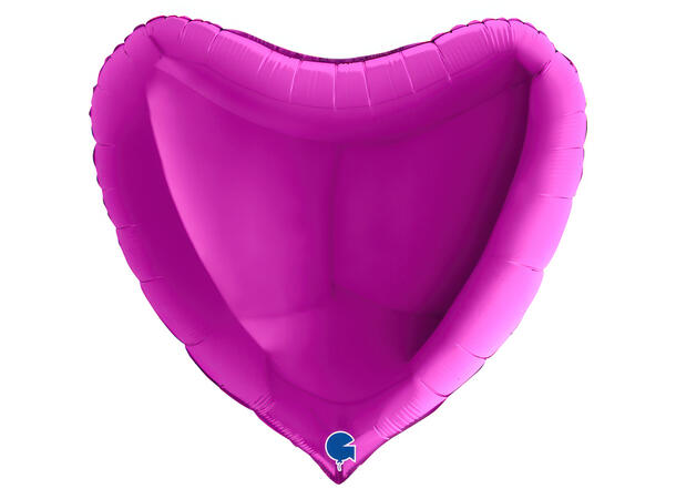 Ensfarget - Purple 1 Folieballong - Hjerte - 36" (91cm)