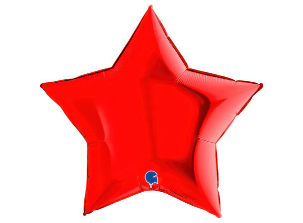 Ensfarget - Red 1 Folieballong - Stjerne - 36" (91cm)