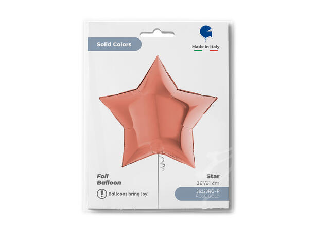 Ensfarget - Rose Gold 1 Folieballong - Stjerne - 36" (91cm)