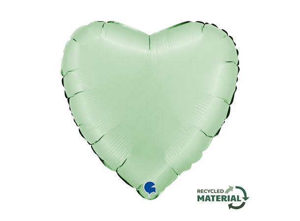 Ensfarget - Satin Glazed Mint 1 Folieballong - Hjerte - 18" (43cm) 