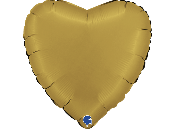 Ensfarget - Satin Gold 1 Folieballong - Hjerte - 18" (43cm)