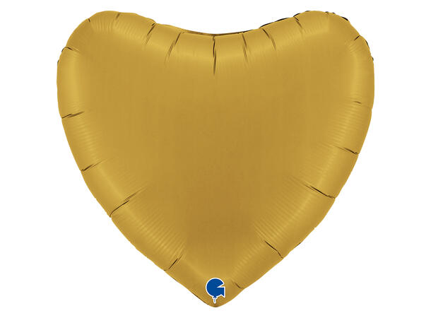 Ensfarget - Satin Gold 1 Folieballong - Hjerte - 36" (91cm)