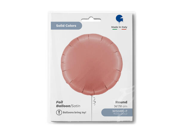 Ensfarget - Satin Rose Gold 1 Folieballong - Rund - 36" (91cm)