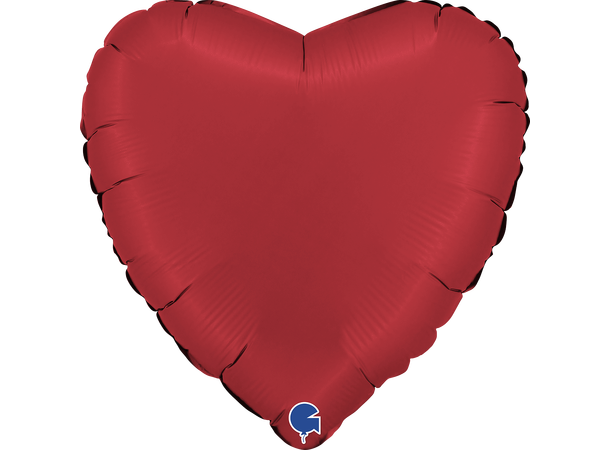 Ensfarget - Satin Rubin Red 1 Folieballong - Hjerte - 18" (43cm)