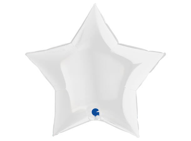 Ensfarget - White 1 Folieballong - Stjerne - 36" (91cm)