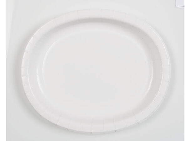 Ensfarget Hvit 8 Ovale tallerkener i papp - 25x30cm