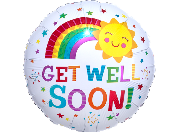 Get Well Happy Sun 1 Folieballong - Rund - 18" (43cm)