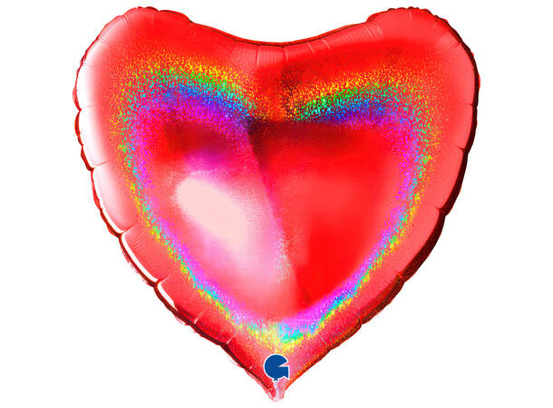 Glitter Holographic - Red 1 Folieballong - Hjerte - 36" (91cm)