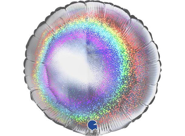 Glitter Holographic - Silver 1 Folieballong - Rund - 18" (43cm)