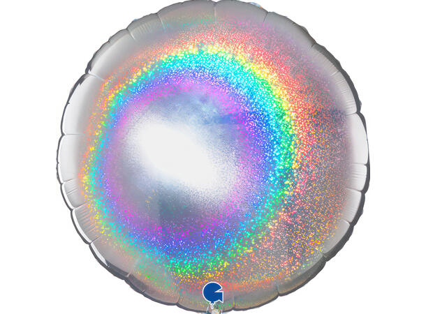 Glitter Holographic - Silver 1 Folieballong - Rund - 36" (91cm)