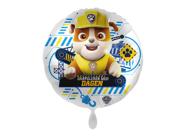 Gratulerer med dagen - Party with Rubble 1 Folieballong rund - 17" - (43cm)