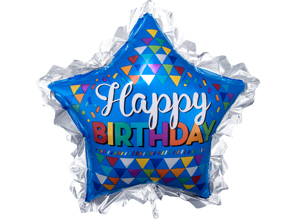 Happy Birthday -Primary Sketchy Patterns 1 Stor folieballong med form - 86x81cm
