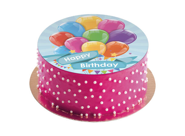Happy Birthday Balloons 1 Spiselig kakeskilt - sukkerfri -15,5cm
