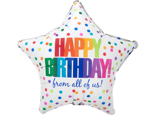 Happy Birthday From All of Us Dots 1 Folieballong - Stjerne - 19" (48cm)