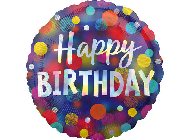 Happy Birthday Gold Bubbly 1 Folieballong - Rund - 18" (43cm)
