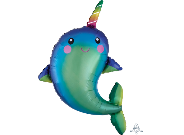 Happy Narwhal 1 Stor folieballong med form - 73x99cm
