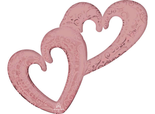 Interlocking Hearts Rose Gold 1 Folieballong 3D - 134x91cm