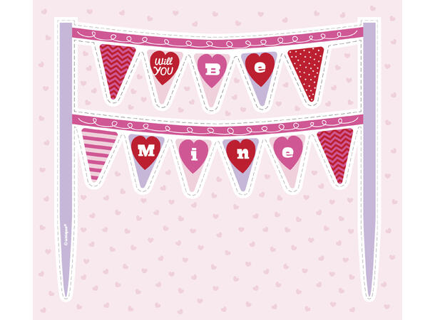Kaketopp - "Be Mine" 1 Kaketopp i papir