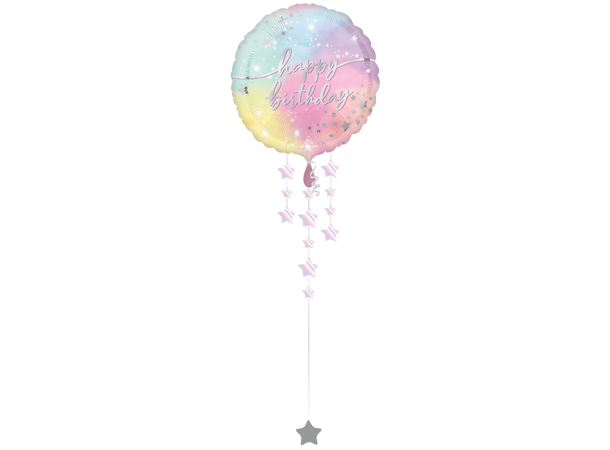 Luminous Birthday 1 Folieballong rund m/dekor - 36" (91cm)
