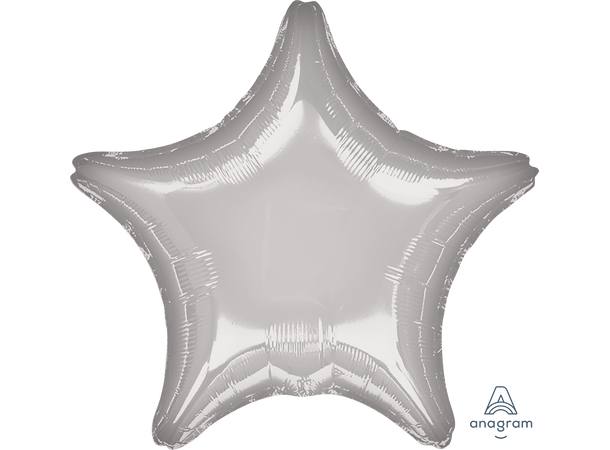 Metallic Silver 1 Folieballong - Stjerne - 19" (48cm)