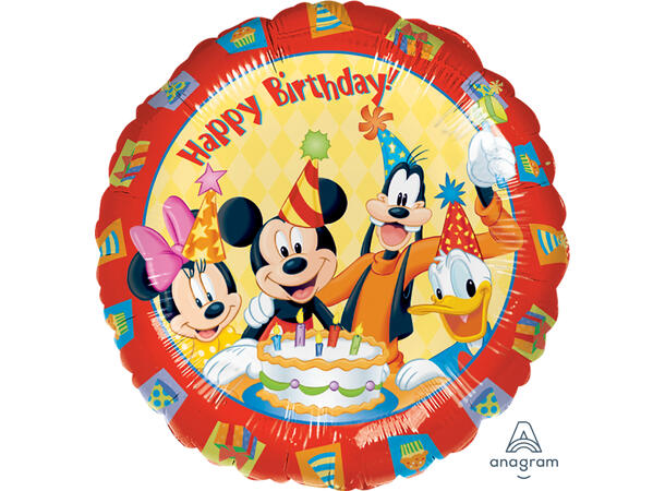 Mickey & Friends - Happy Birthday 1 Folieballong - Rund - 18" (43cm)