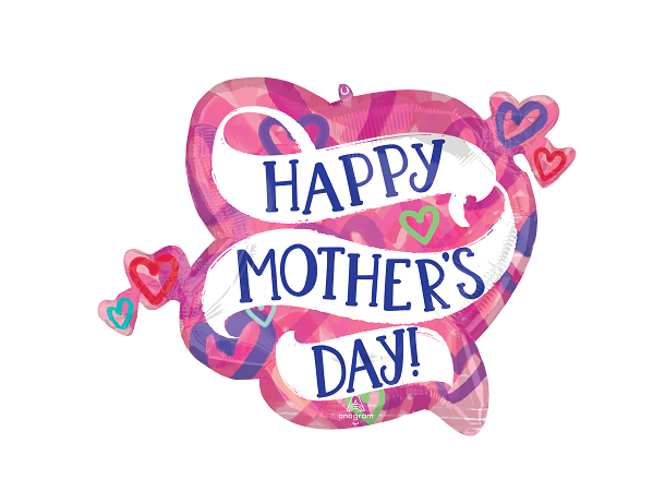 Mothers Day - Layered Hearts 1 Folieballong med form - 71x55cm