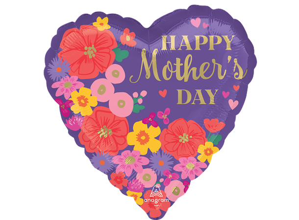 Mothers Day - Sweet Florals 1 Folieballong - Hjerte - 18" (43cm)