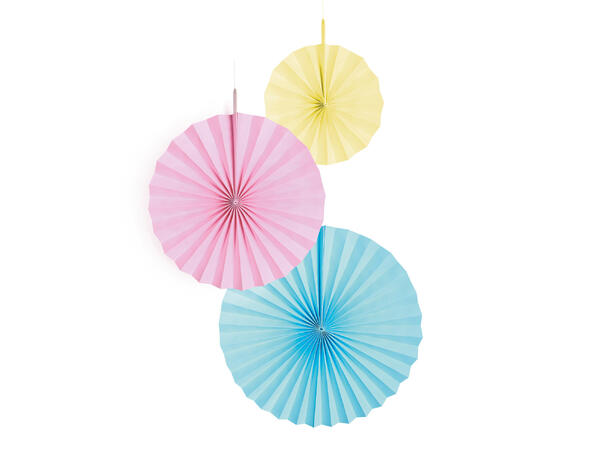 Pastel Rainbow 3 Papirvifter - 18cm/30cm/38cm