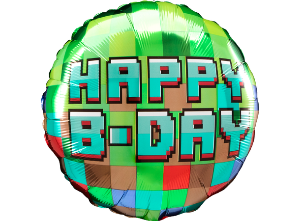 Pixel Party 1 Folieballong - Rund - 18" (43cm)
