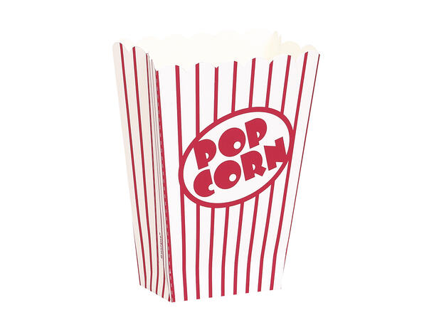 Popcornesker - Røde og hvite striper 8 Popcornesker - 13x10x6cm