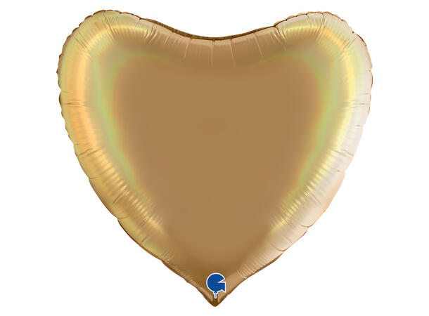 Rainbow Holographic - Platinum Champagne 1 Folieballong - Hjerte - 36" (91cm)