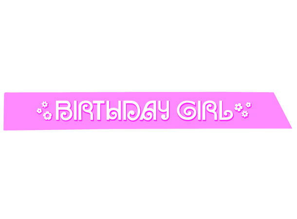 Sateng ordensbånd - “Birthday Girl" rosa 1 Ordensbånd i sateng