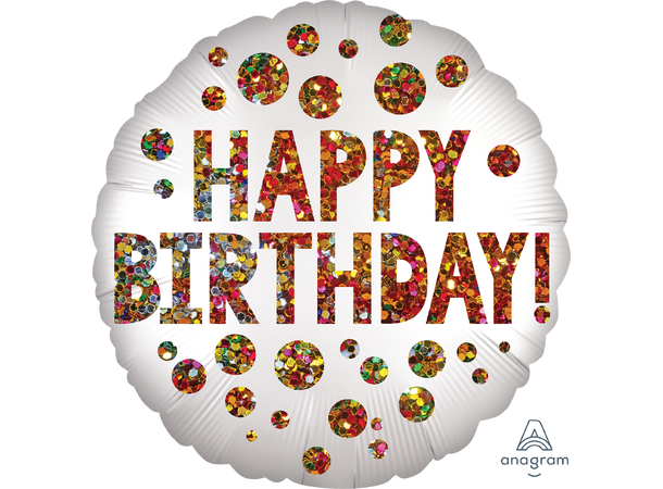 Satin Infused Birthday Sequins 1 Folieballong - Rund - 18" (43cm)