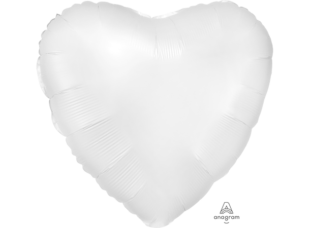 Satin Luxe® White Satin Heart 1 Folieballong - Hjerte - 18" (43cm)