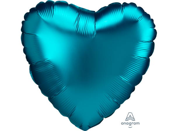 Satin Luxe™ Aqua Heart 1 Folieballong - Hjerte - 18" (43cm)