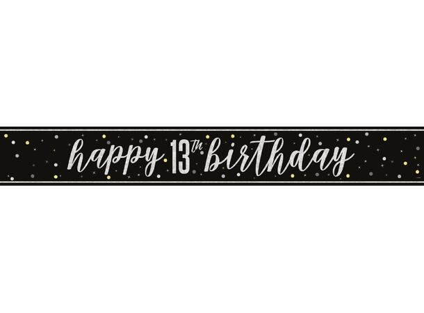 Sort & Sølv Glitz - #13 1 Foliebanner - 2,9m