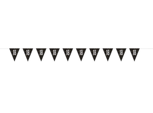 Sort & Sølv Glitz - #18 1 Flaggbanner i plast - 2,9m