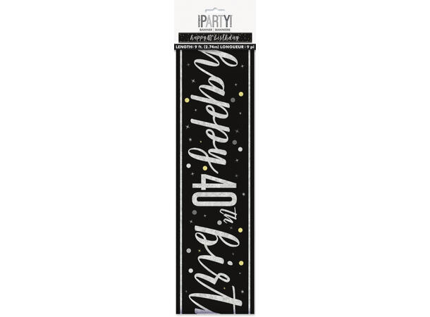 Sort & Sølv Glitz - #40 1 Foliebanner - 2,9m
