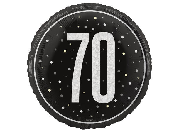 Sort & Sølv Glitz - #70 1 Folieballong - 46cm(18")