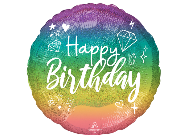 Sparkle Birthday 1 Folieballong - Rund - 18" (43cm)