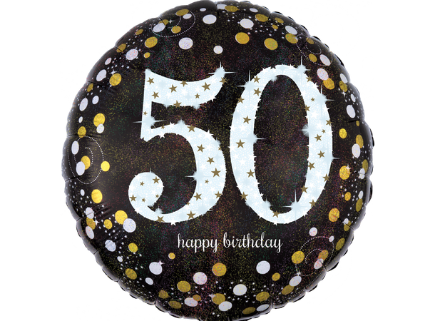 Sparkling Birthday 50 1 Folieballong - Rund - 19" (45cm)