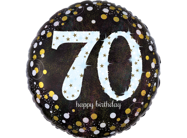 Sparkling Birthday 70 1 Folieballong - Rund - 19" (45cm)