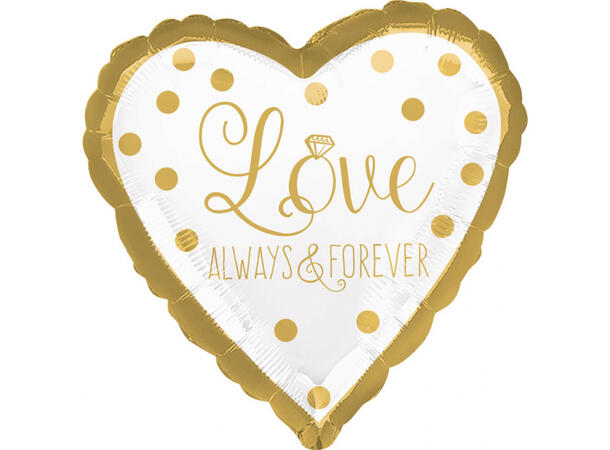 Sparkling Gold Wedding 1 Folieballong - Hjerte - 18" (43cm) 