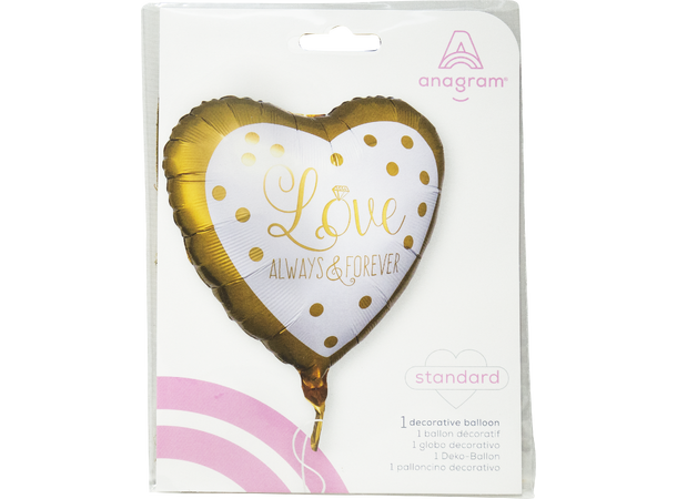 Sparkling Gold Wedding 1 Folieballong - Hjerte - 18" (43cm) 
