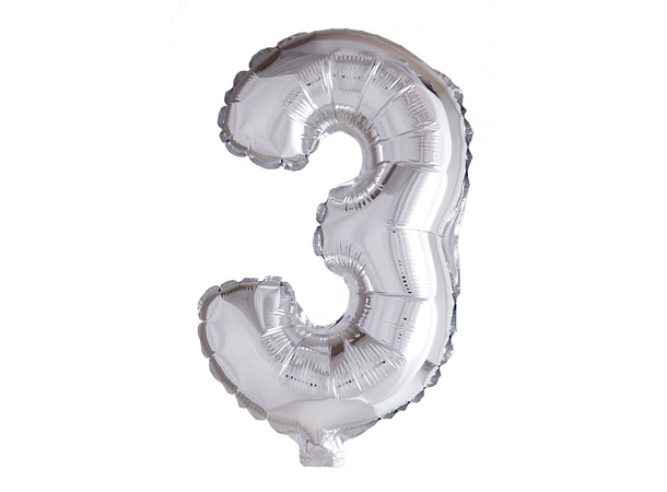 Tallballong # 3 - Sølv 1 Folieballong - 41cm (16") 
