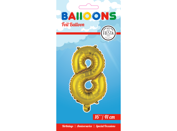 Tallballong # 8 - Gull 1 Folieballong - 41cm (16")