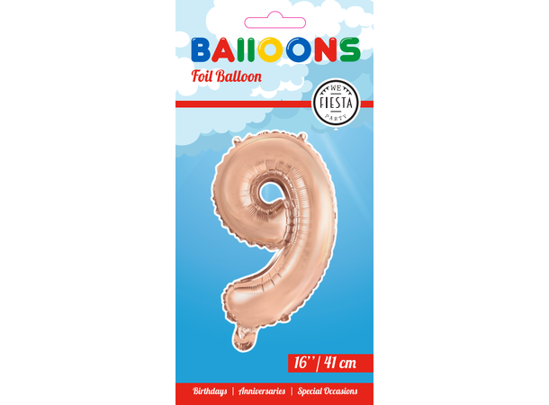Tallballong # 9 - Rosegull 1 Folieballong - 41cm (16")